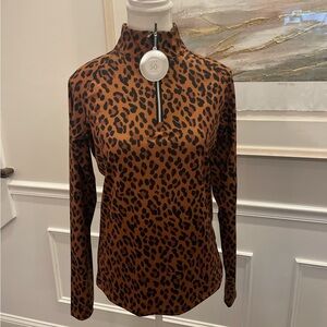 UPF 50/Cooling Wicking Leopard Print Women's 1/4 Top Golf Pickleball Tennis